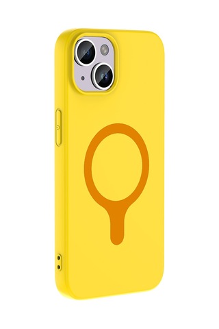 Apple iPhone Uyumlu 13 Kılıf M-safe Şarj Özellikli Zore Aris Silikon Kapak - Sarı
