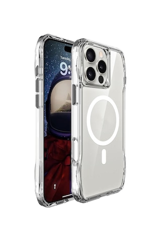 Apple Uyumlu iPhone 16 Pro Max Kılıf Magsafe Şarj Özellikli Aihttgli Şeffaf Zore İncek Kapak-şeffaf Şeffaf