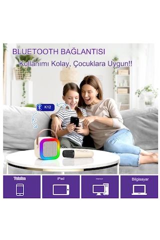 Kablosuz Rgb Işıklı Taşın Bilir Karaoke Hoparlör Ve Mikrofon Seti