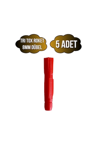 Tri Tox Roket Kırmızı 8mm Dübel Beton Tuğla Briket Dubeli 8mm Kırmızı Roket 5 Adet