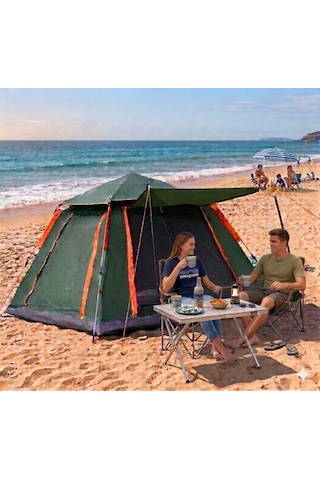 Tam Otomatik Tenteli 4-6 Kişilik 240x240x155cm Kamp Çadırı Yeşil