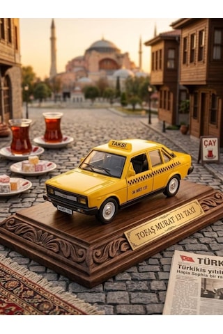 Nostaljik Havalı Kornalı Oyuncak Taksi - Sesli Ve Işıklı Çek-bırak Taksi Sarı Oyuncak Araba