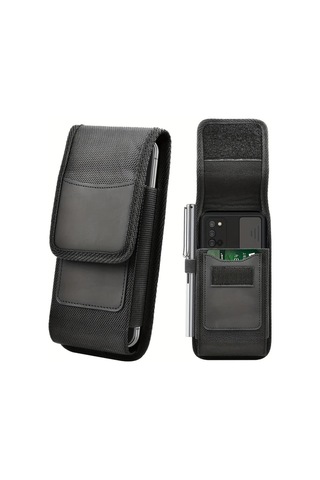 Fochsia iPhone Uyumlu 15 İçin Siyah Evrensel Dikey Telefon Bel Klipsi Kılıfı Kart Yuvası 5.5-6.9 İnç