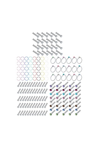 Suntek Kadın Kızlar Için Paslanmaz Çelik Burun Halkası 60-adet-beyaz Çok Renkli
