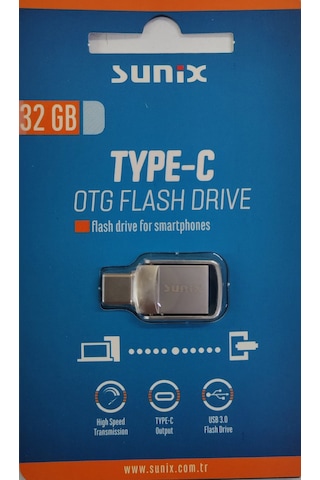 Sunix 32gb Type-c To Usb 3.0 Hızlı Usb Flash Bellek Otg Çift Griş