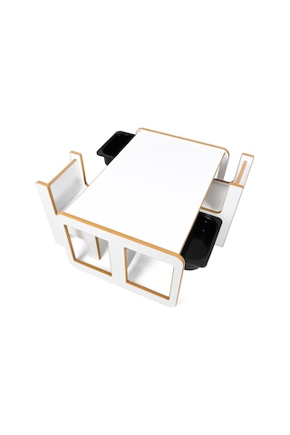 Industrial Living 2 Kişilik Çocuk Masası Beyaz Mdf-siyah Çekmece Beyaz  -  Siyah