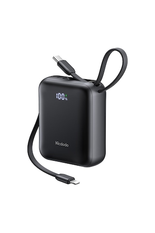 Mcdodo Mc-8620 10000mah 22.5w Pd Hızlı Şarj Dahili Kablolu Powerbank Siyah