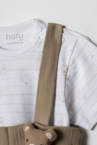 Hafy Baby 3d Şıkırdayan Ayıcıklı, Erkek Bebek Askılı Şort Ve Tişört Takımı Vizon - Bej