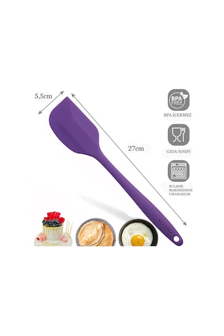 3lü Silikon Spatula Seti Yanmaz Çizmez 27 Cm Gri-Kırmızı-Mor