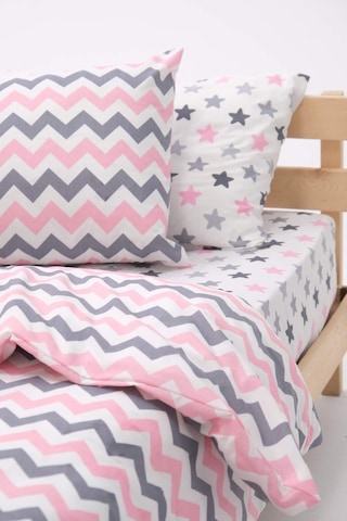 Zigzag Desenli Lastikli Çarşaflı Pamuklu Tek Kişilik Nevresim Tak