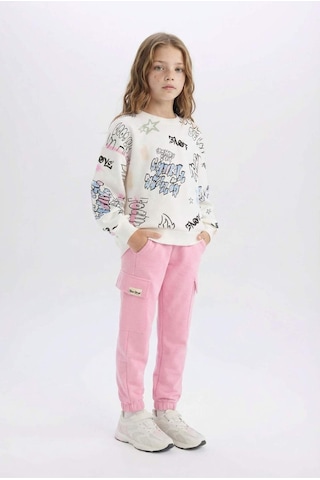 DeFacto Kız Çocuk Kargo Cepli Beli Paçası Lastikli Jogger Eşofman Altı D2872A824WNPN445 Pembe