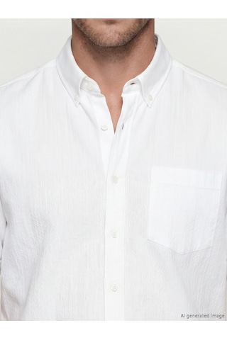 Lcwaıkıkı Classic Beyaz Regular Fit Armürlü Erkek Gömlek