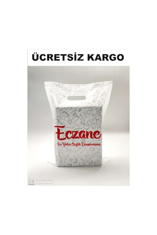 Barkod + Logolu Sloganlı Orta Elgeçme Bio Eczane Poşeti 1000 Adet 22 x 33 CM
