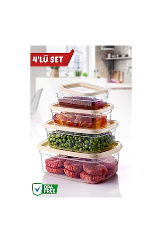 Nandy Home 4'lü Set Easybox Mikrodalga Ve Difrizde Kullanılabilen Saklama Kabı Seti Krem