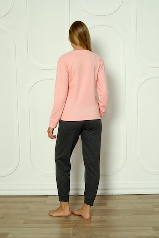 Wordex Fawn 04-3011 İnterlok Kumaş Love Baskılı Kışlık Ev Kadın Pijama Takımı Soft Pembe