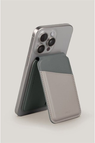 Telefon Modelleri İle Uyumlu Kartlık Lyden Ds Serisi Vegan Deri Stand Olma Özelliği Rfıd Koruma Grey