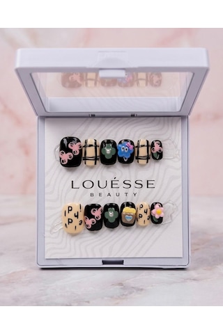 Louésse Play Pop Takma Tırnak 12 Li Renkli Figürlü Çiçekli Cute Nail