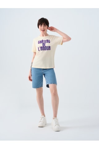 Regular Fit Kadın Tshirt K.kol Bej