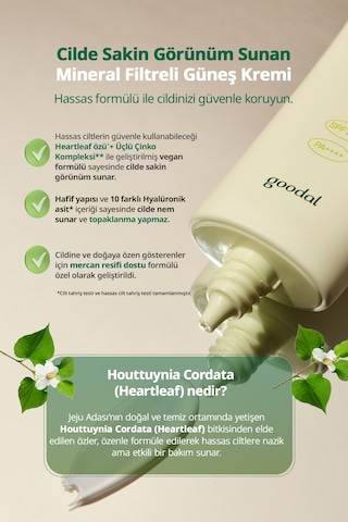 Mineral Filtreli Güneş Kremi Goodal Houttuynia Cordata Calming Mineral Filter Sun Cream Spf50+pa++++