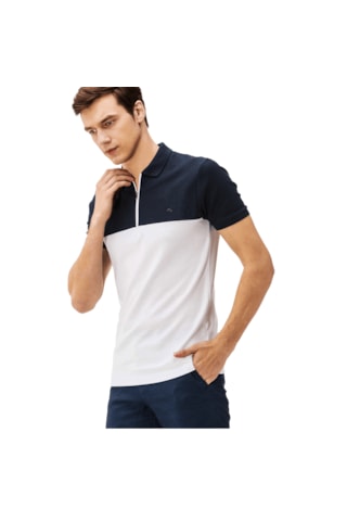 L.a.c.o.s.t.e. Yarım Fermuar Colorblack Polo T-shirt Lacivert Beyaz