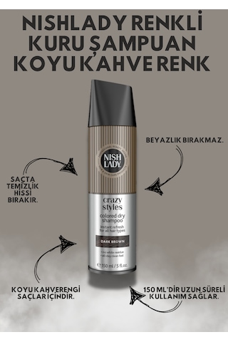 Nıshlady Renkli Kuru Şampuan Koyu Kahve 150 Ml