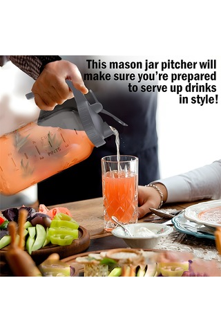 Reedark Cam Matara 32oz - Günülen Kollü, Ölçülü, Geniş Açık - Süzgeçli Soğuk İçecek, Meyve Suyu, Kahve Depolama Kabı - Gri Kapak Gri