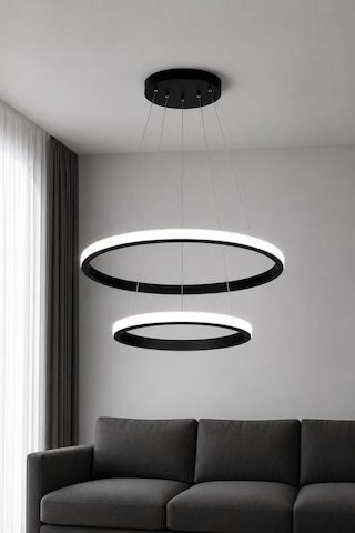 Rizon 2 Li Led Sarkıt Avize Beyaz Işık Siyah