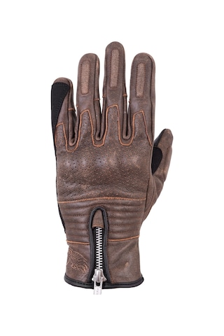 The Biker Jeans Retro Brown Korumalı Motosiklet Deri Eldiveni