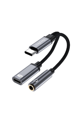 Veggieg Type-c To 3.5mm Kulaklık Ve Type-c Şarj Dönüştürücü Adaptör