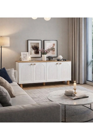 Pema Home %100 Mdf Membran Kaplama Bohem Peri Konsol Beyaz - Ceviz