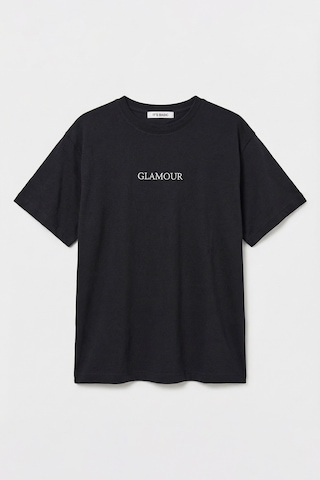 Itsbasic Kadın Siyah S6-1 Oversize Glamour Baskılı %100 Koton T-shirt