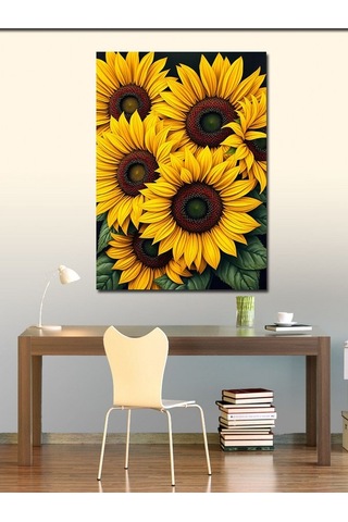 Kanvas Tablo Parlayan Günebakan Demeti 50cmx70cm