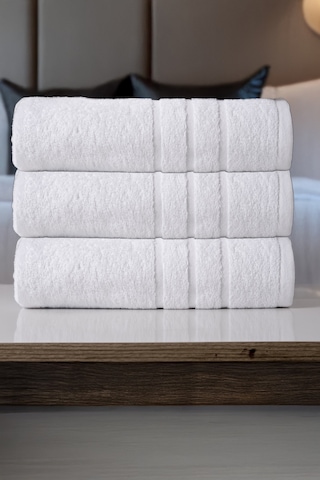 Otel, Banyo, Hamam, Sauna Havlusu 70x140 3'lü Set Beyaz