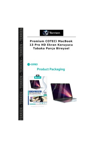 Premium Coteci Macbook 13 Pro Hd Ekran Koruyucu Tabaka Parça Bireysel