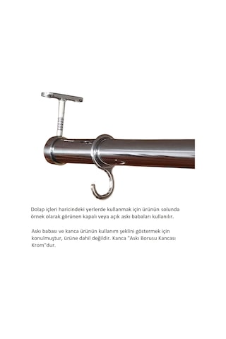 Yuvarlak Askı Borusu, 30 Cm, Parlak Metal, Mutfak, Banyo, Vestiyer, Portmanto, Çok Amaçlı Metalik