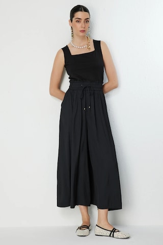 On Kadın Beli Lastikli Geniş Paça Pantolon 70136 Black Siyah