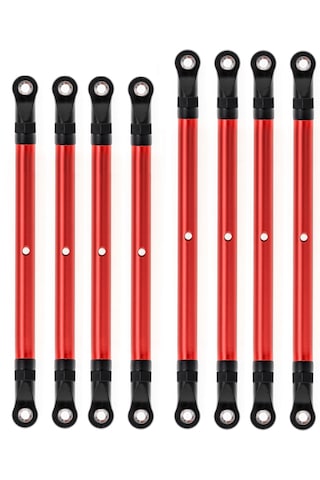 Aubyhe Kırmızı 8'li Alüminyum Kumanda Arabası Bağlantı Kolu Seti - Axial 1/10 Scx10 313mm, Trx4 Ve 90046 Modeli İçin Değiştirme Parçası