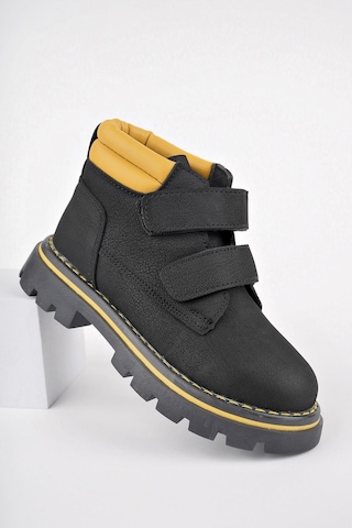 Muggo Gadget Garantili Çocuk Unisex Rahat Kalıp Soğuğa Dayanıklı Cırtlı Bot 001 Sarı - Siyah