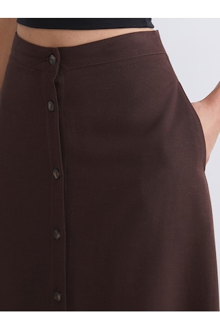 Lcwaıkıkı Classic Kahverengi Loose Fit A Kesim Müslin Etek