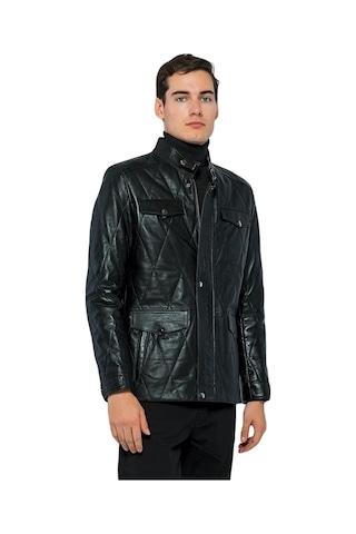 Basics&more Erkek Cepli Kapitoneli Deri Ceket - Ronaldo 001