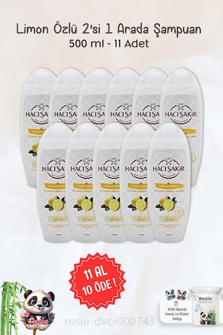 Hacı Şakir Limon 2'si 1 Arada Canlandırıcı Şampuan 11 x 500 ML + Rosie
