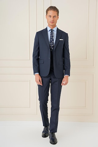 Efor Slim Fit Kırlangıç Yaka Çift Yırtmaçlı Yelekli Klasik Lacivert Takım Elbise Tk 895 Lacivert