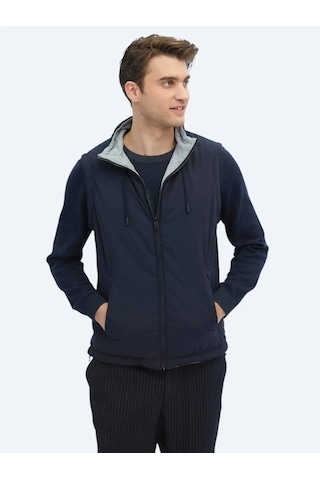 Kip Lacivert Regular Fit Dik Yaka Casual Dokuma Spor Yelek Lacivert