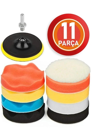11 Parça Pasta Cila Polisaj Süngeri Seti Matkap Uyumlu 115mm Çap