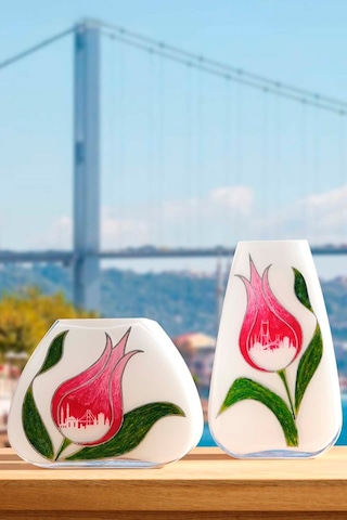 Paşabahçe İstanbul Şehr-i Lale Vazo El Yapımı Çok Renkli