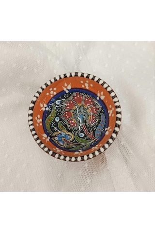Çini Turuncu 8 Cm Çerezlik Kase Sosluk Sunumluk Kahvaltılık 1 Adet 18209 Çok Renkli