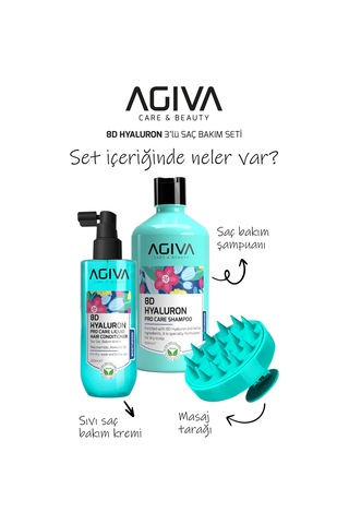 8d Hyaluron 3'lü Şampuan 500 Ml & Sıvı Saç Kremi 200 Ml & Masaj Tarağı