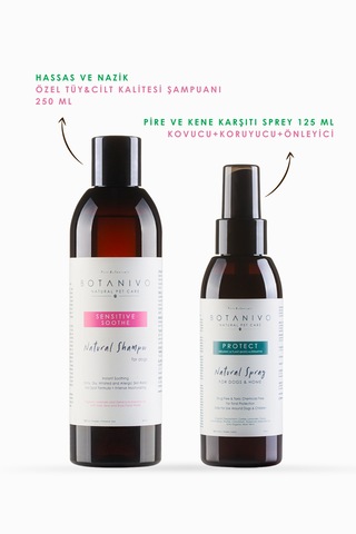 Botanivo Köpekler İçin Pire & Kene Karşıtı Sprey Ve Şampuan Tam Bakım Seti