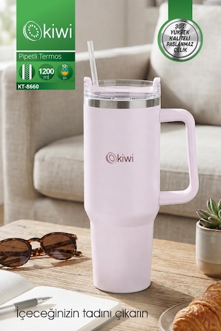Kiwi Kt-8660 Pipetli Termos Bardak 1,2 Lt Pembe Pempe