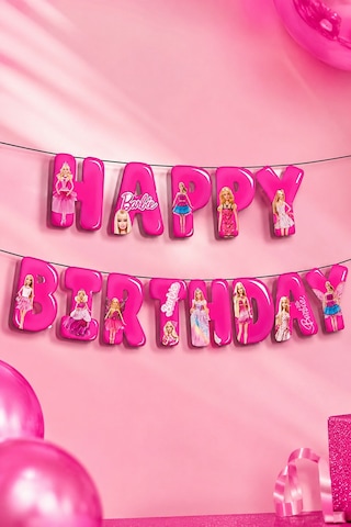 Barbie Happy Birthday Yazı Banner Kız Çocuk Doğum Günü Parti Süsü Dekoru Genel